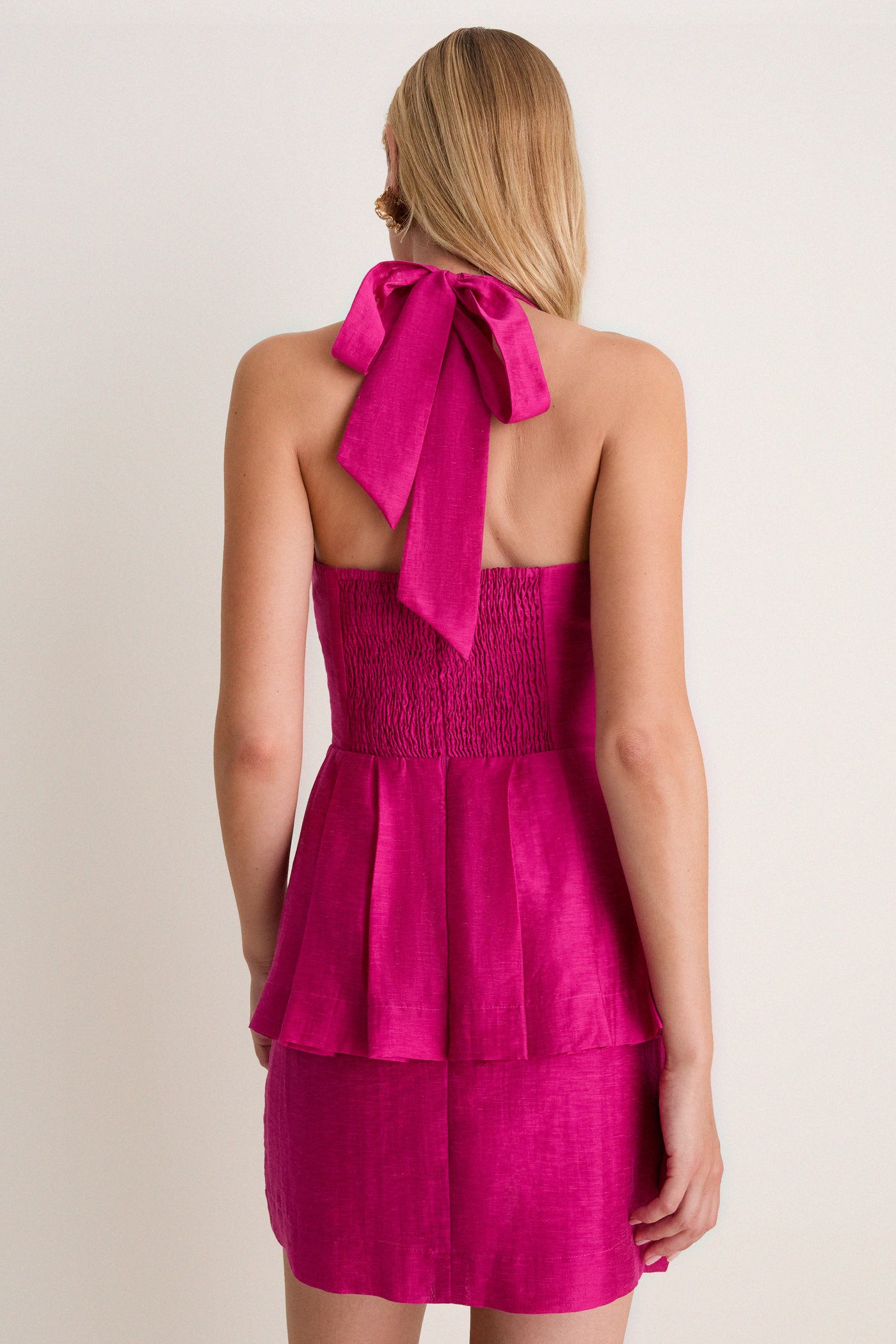 Magenta Halter Neck Celia Mini Dress