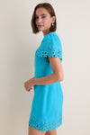 Aqua Embroidered Ruthie Mini Dress