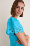 Aqua Embroidered Ruthie Mini Dress