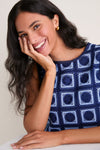Navy & Sky Blue Crochet Calabash Mini Dress