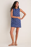 Navy & Sky Blue Crochet Calabash Mini Dress