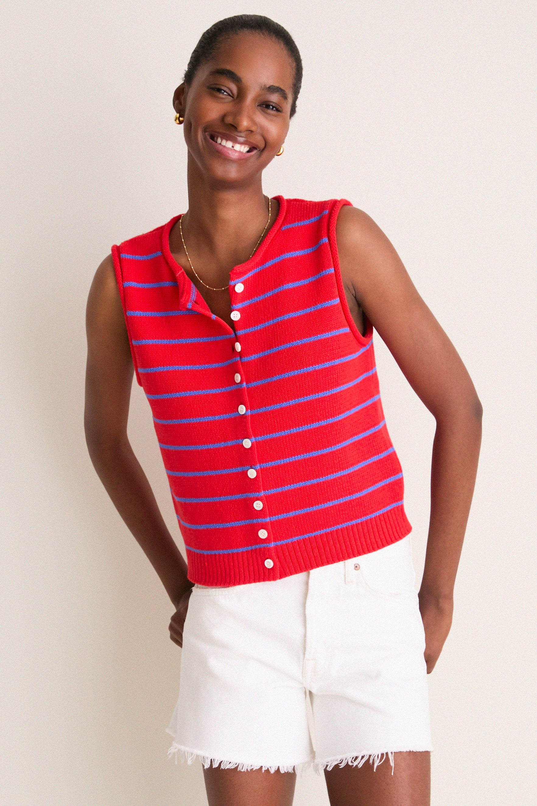 Scarlett and Cobalt Taylor Striped Sweater Vest | Alex Mill