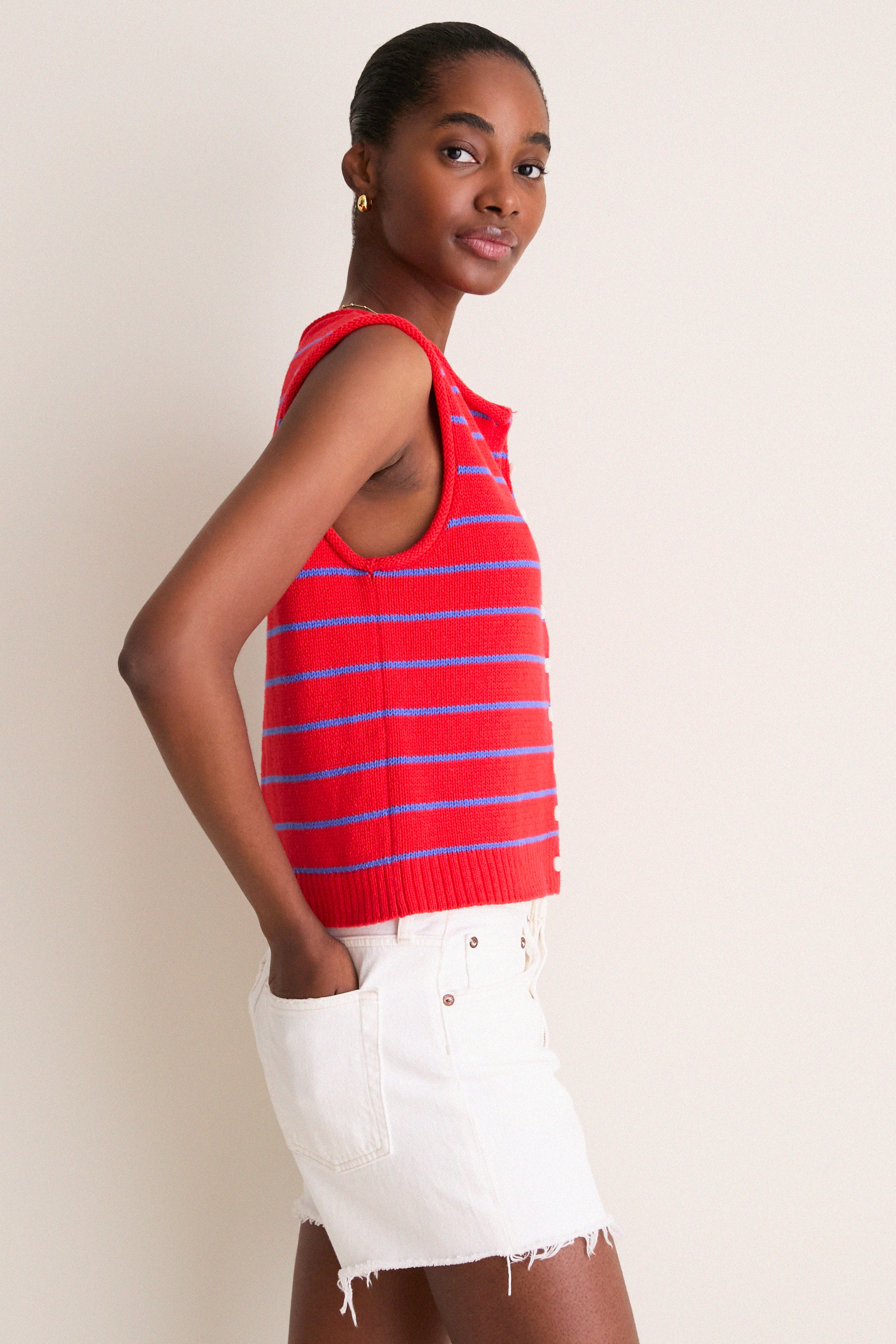 Scarlett and Cobalt Taylor Striped Sweater Vest | Alex Mill