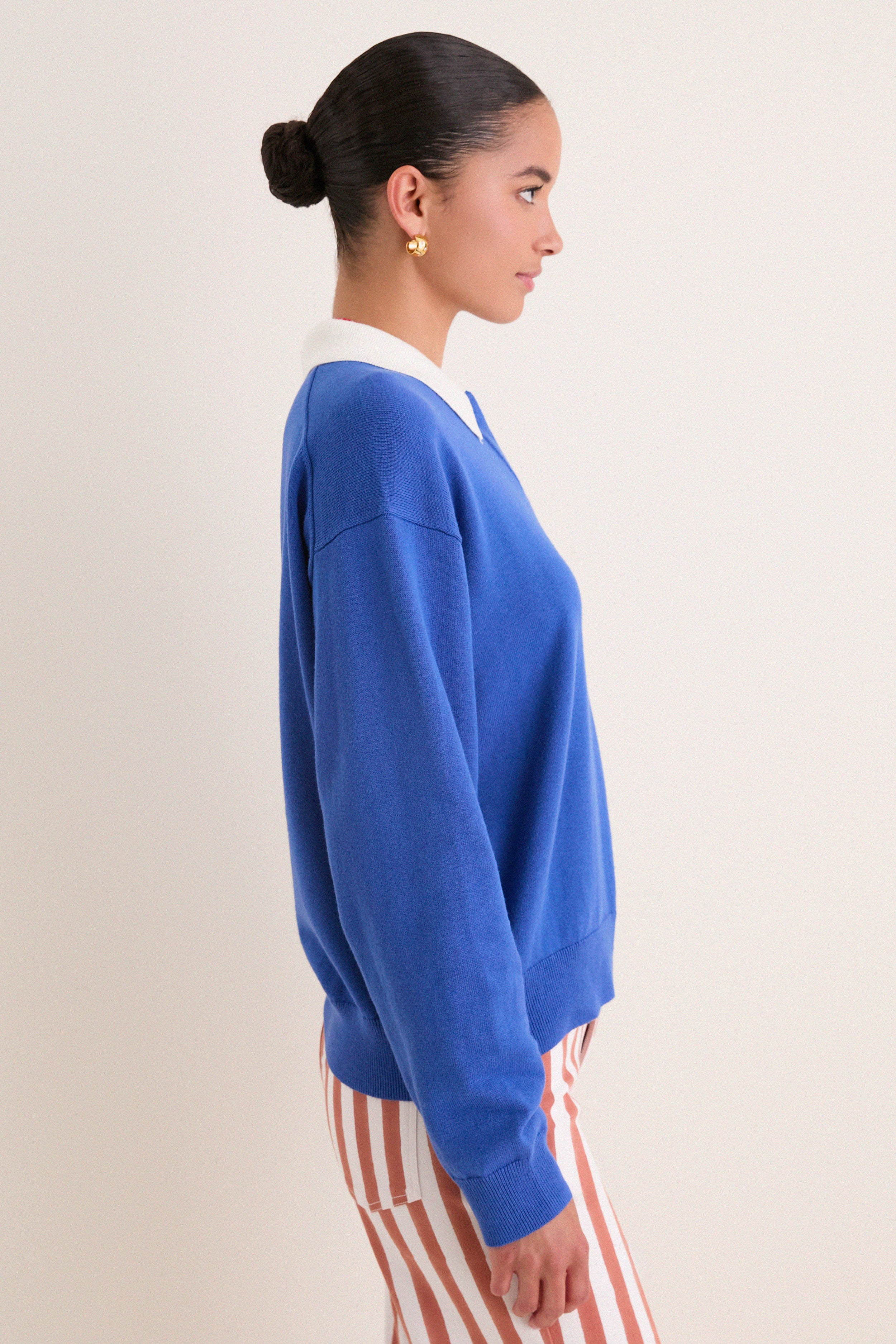 Cunningham Blue Bond St Polo Sweater | Alex Mill