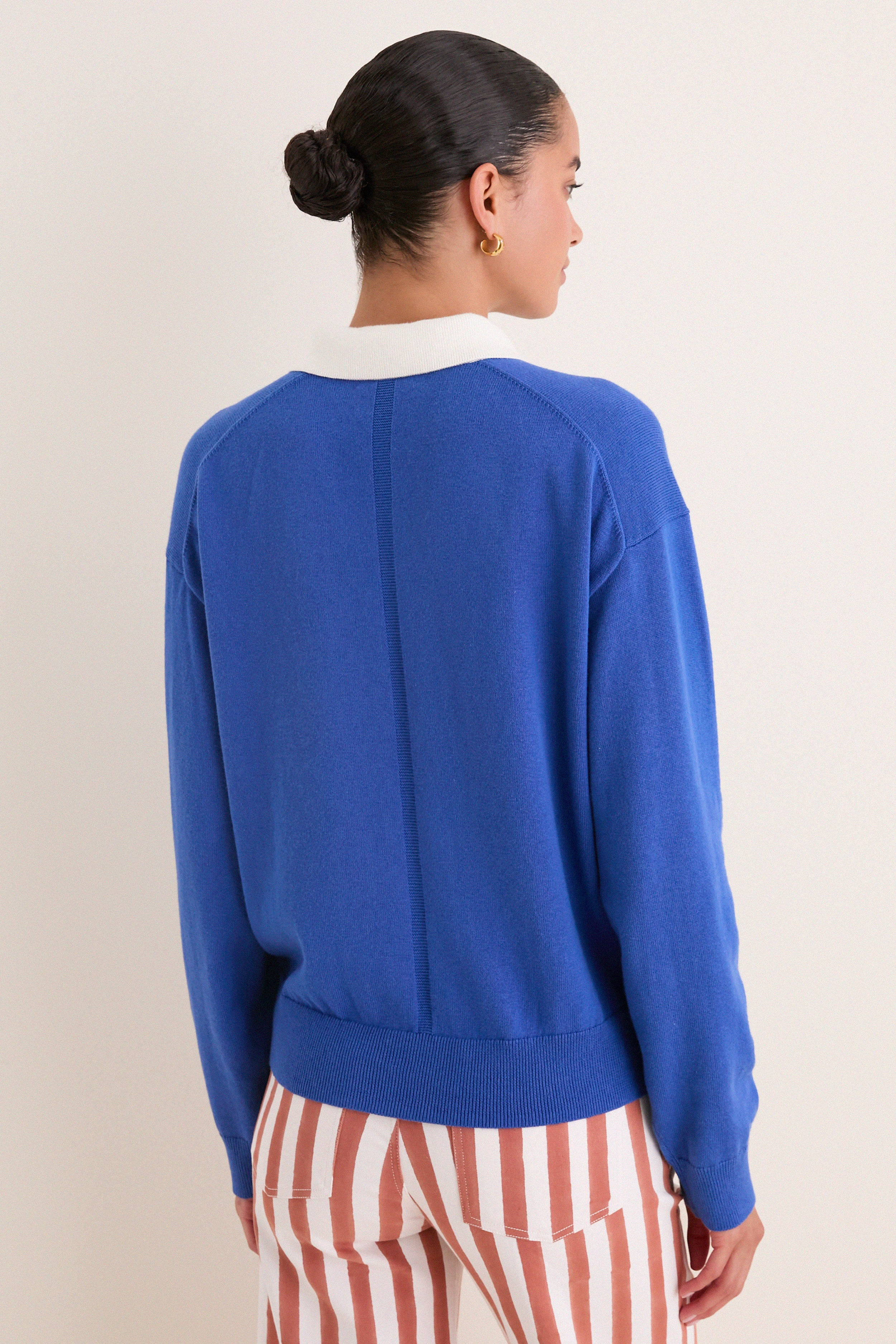 Cunningham Blue Bond St Polo Sweater | Alex Mill