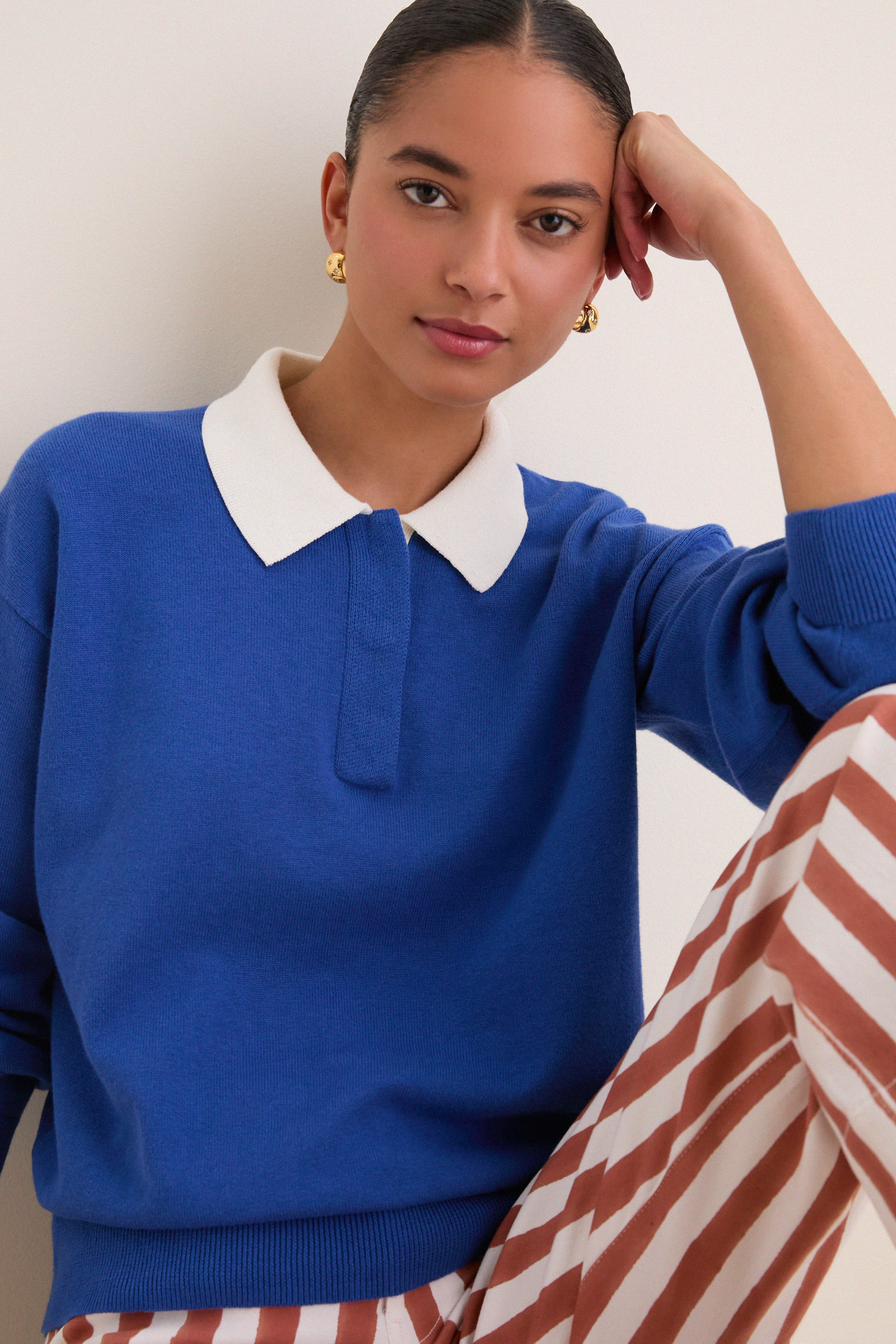 Cunningham Blue Bond St Polo Sweater | Alex Mill