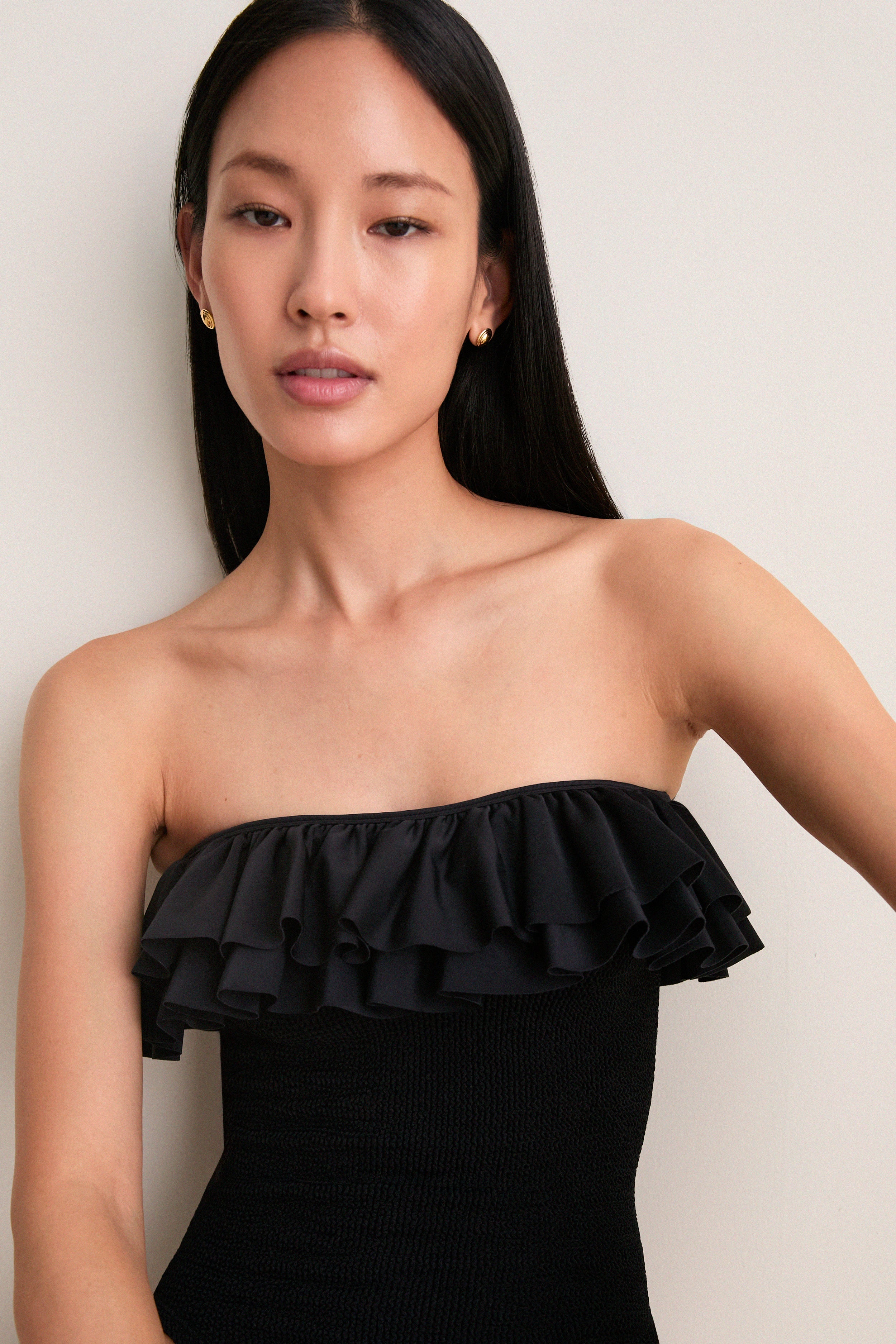 Black Ruffle Eloise One Piece | Hunza G | Tuckernuck
