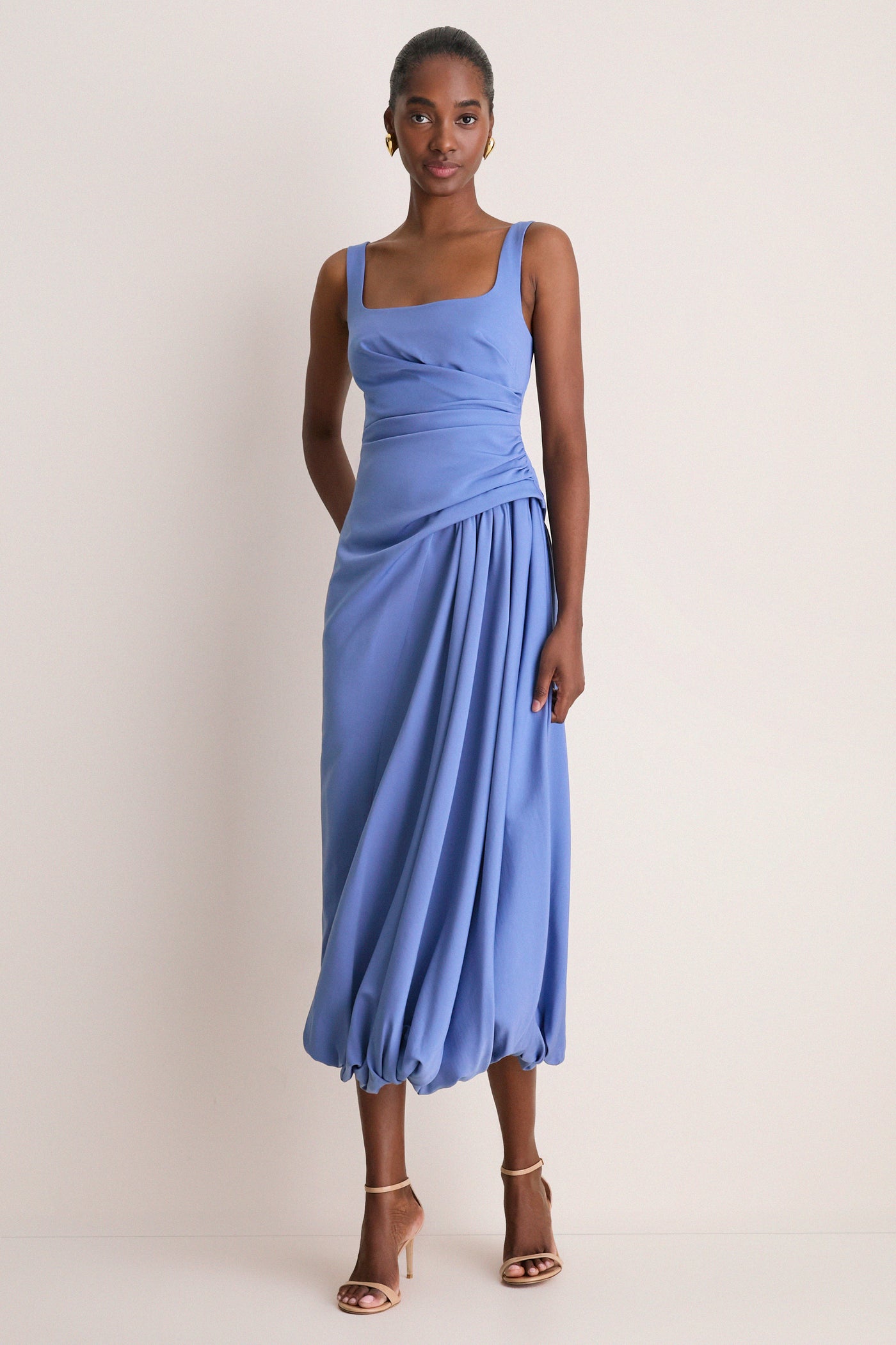 silk bubble dress Satin bubble hem dress