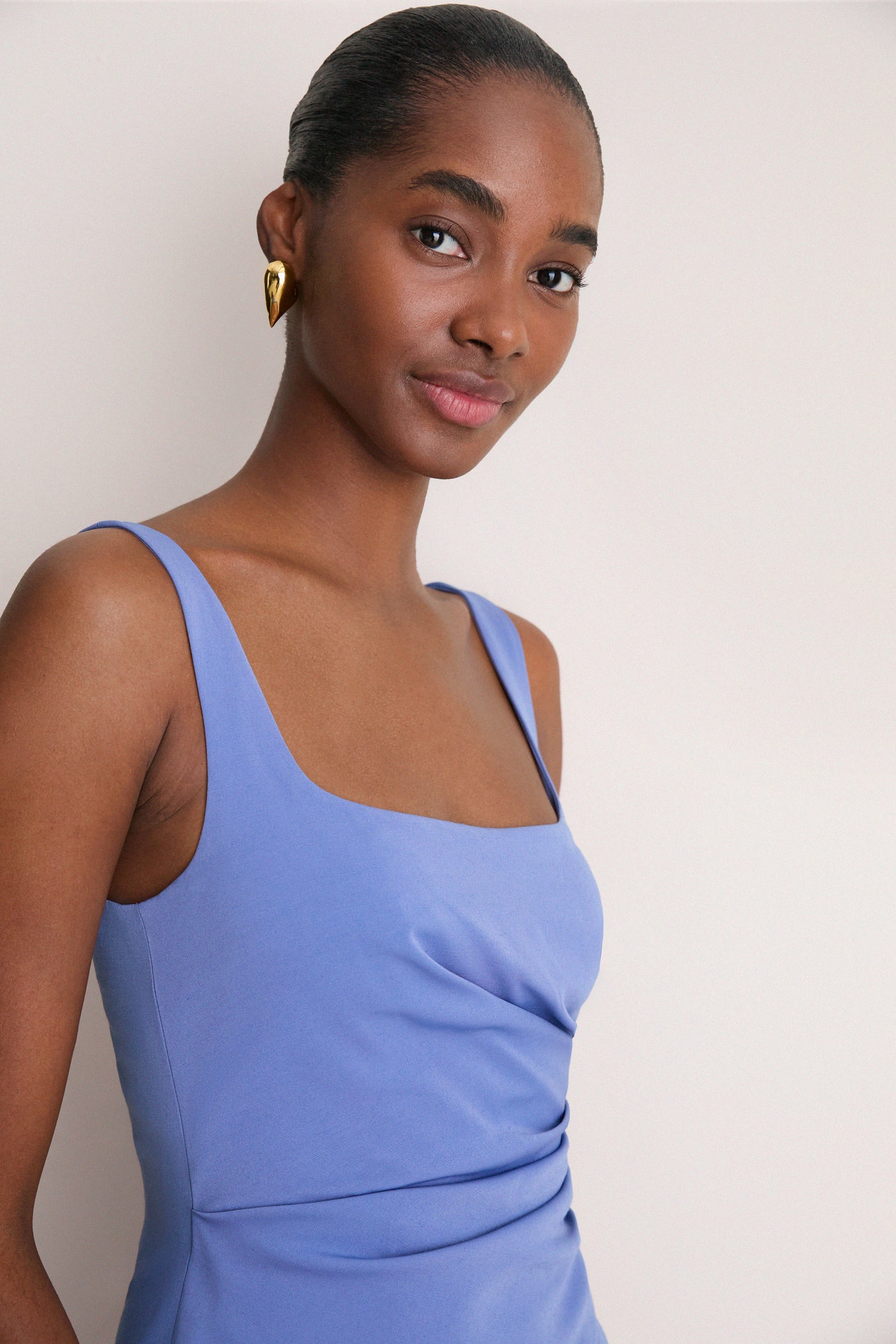 dress with scoop neckline Ladivine Bd104 Bridesmaid Satin a Line Slit Glass Slipper The satin glitter skirt flows into a fit Satin Scoop Neck Camisole Maxi
