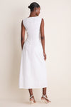 White Cotton Poplin Asymmetrical Flounce Dress