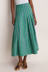 Fern Multi Striped Cotton Full Midi Skirt