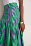Fern Multi Striped Cotton Full Midi Skirt