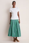 Fern Multi Striped Cotton Full Midi Skirt