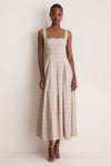 Sand and Oxford Floral Printed Cotton Caitlin Dress