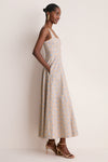 Sand and Oxford Floral Printed Cotton Caitlin Dress