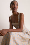 Sand and Oxford Floral Printed Cotton Caitlin Dress