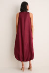 Oxblood and Lavendar Rose Fil Coupe Bubble Hem Dress