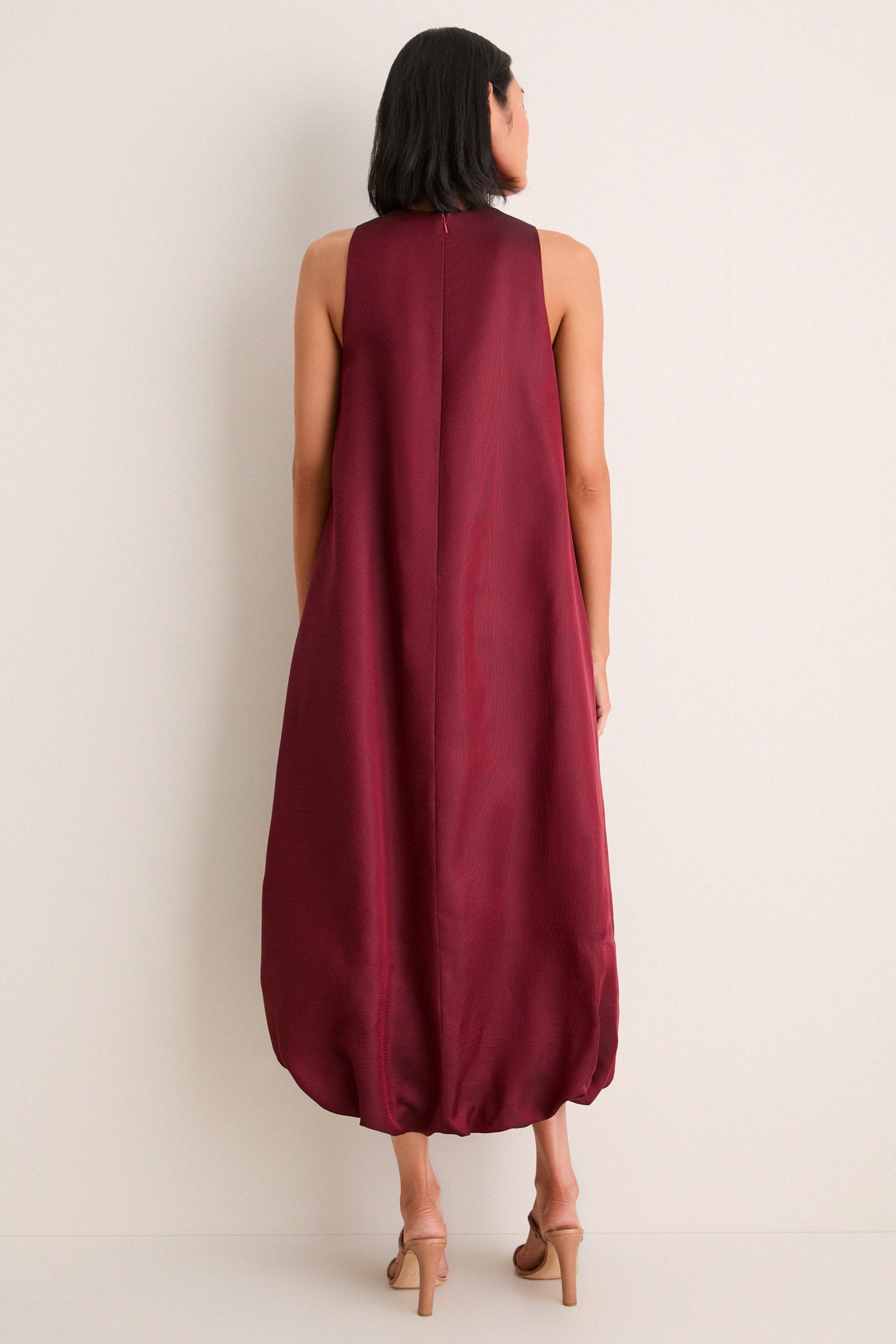Oxblood and Lavendar Rose Fil Coupe Bubble Hem Dress