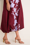 Oxblood and Lavendar Rose Fil Coupe Bubble Hem Dress