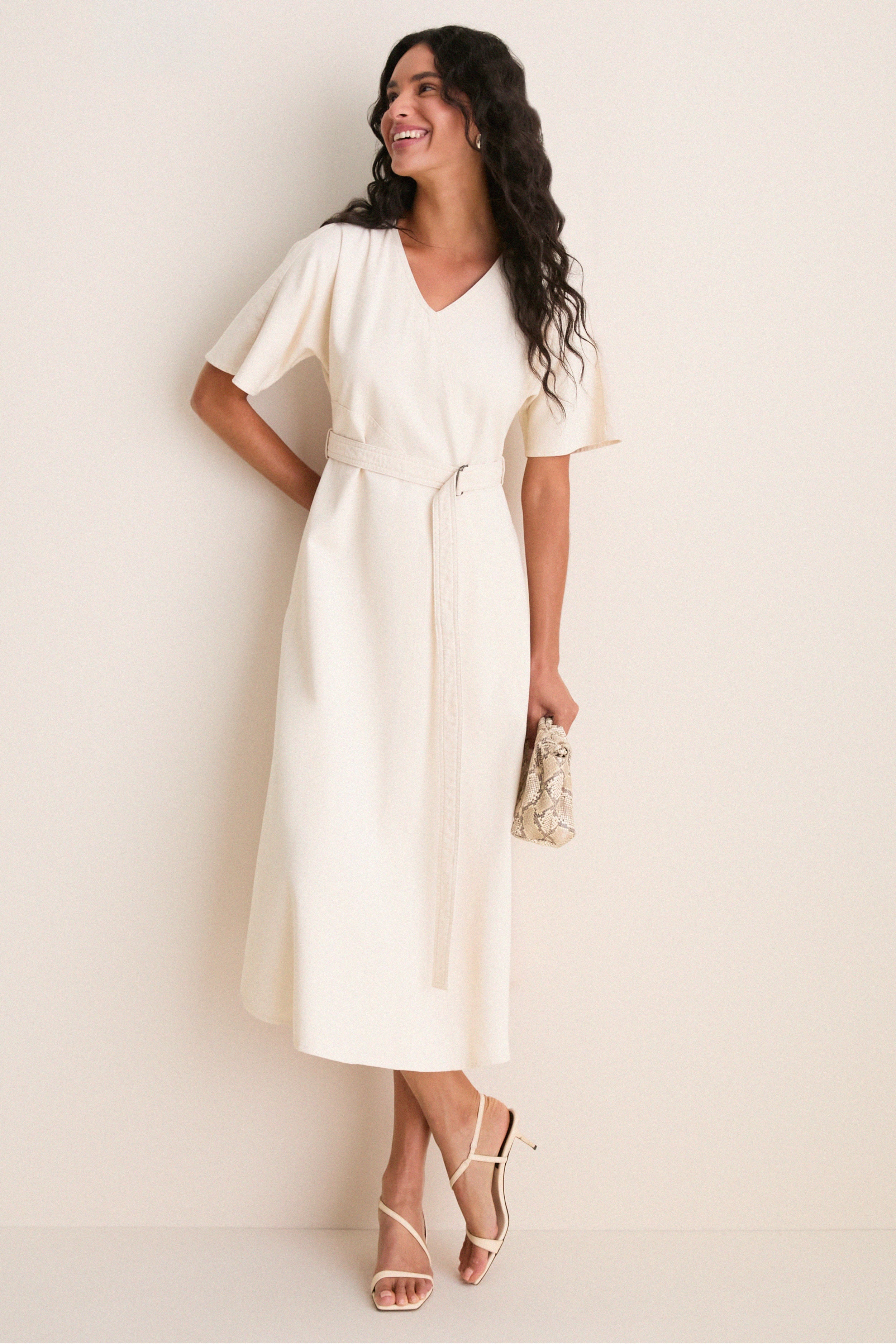 Ecru Caladio Midi Dress