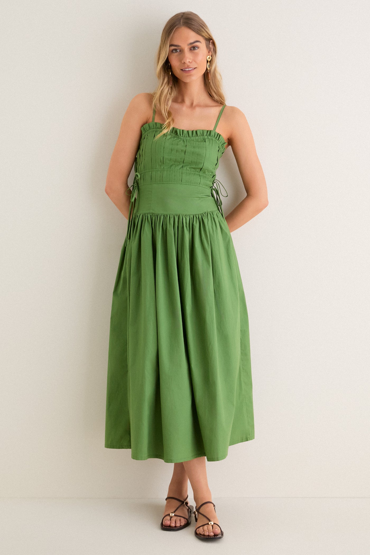 Green Tie Midi Dress