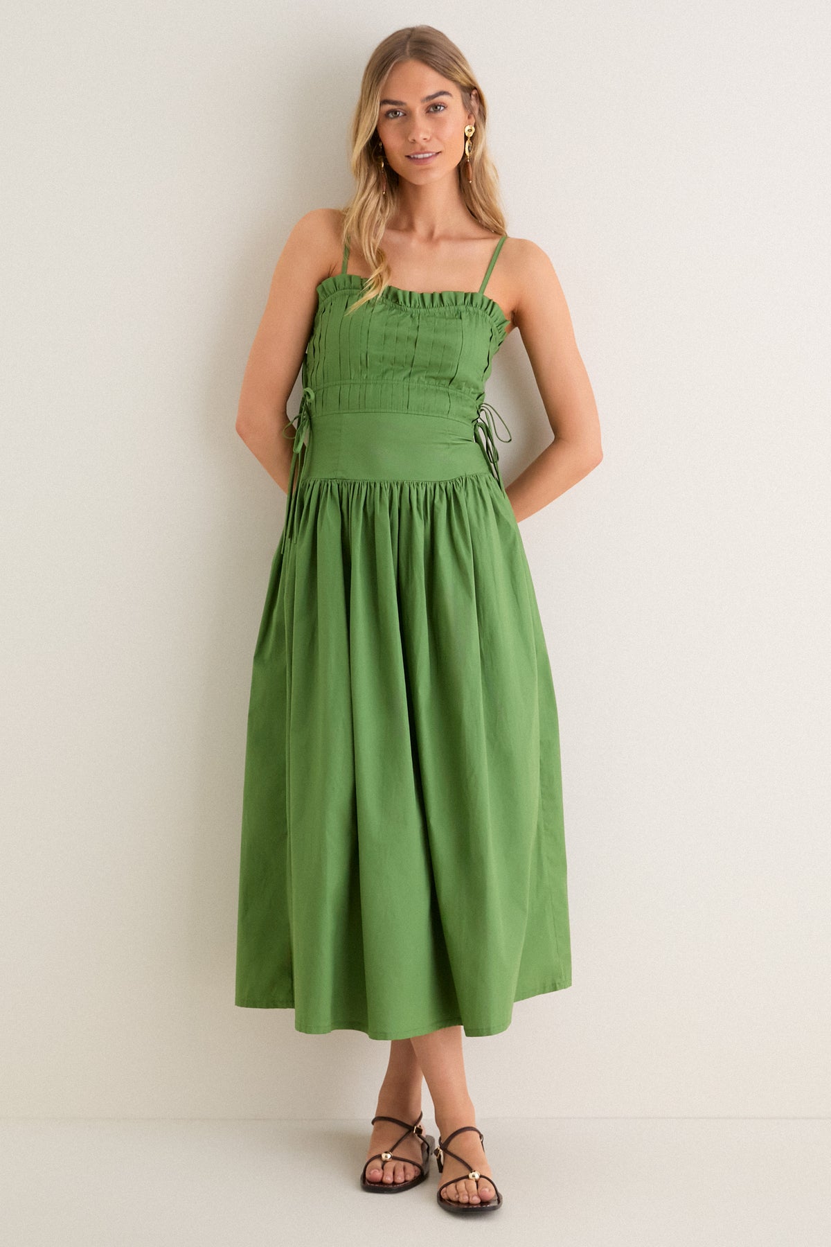 Green Tie Midi Dress