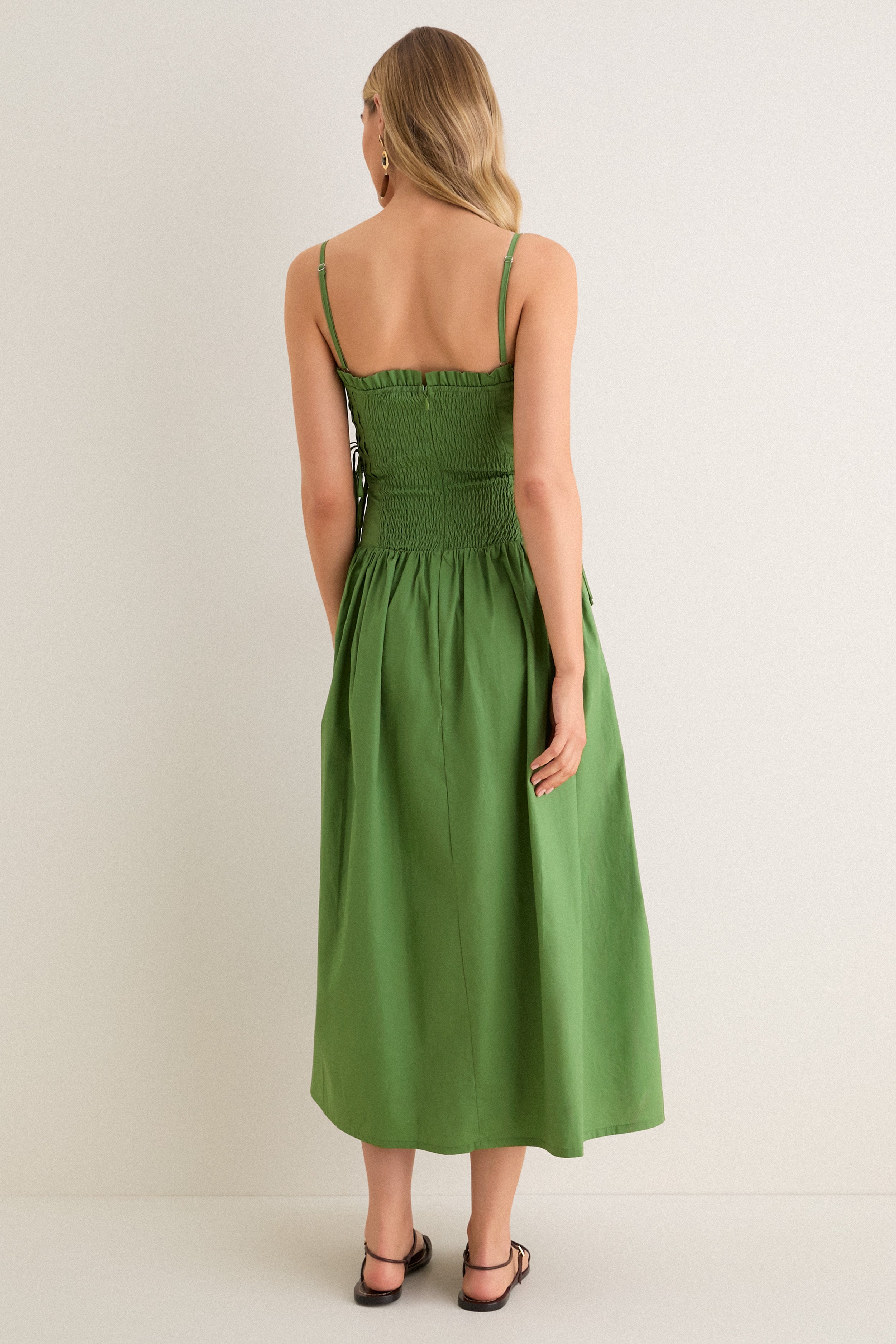 Green Tie Midi Dress