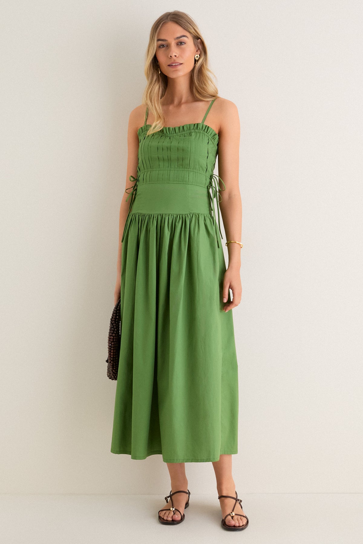 Green Tie Midi Dress