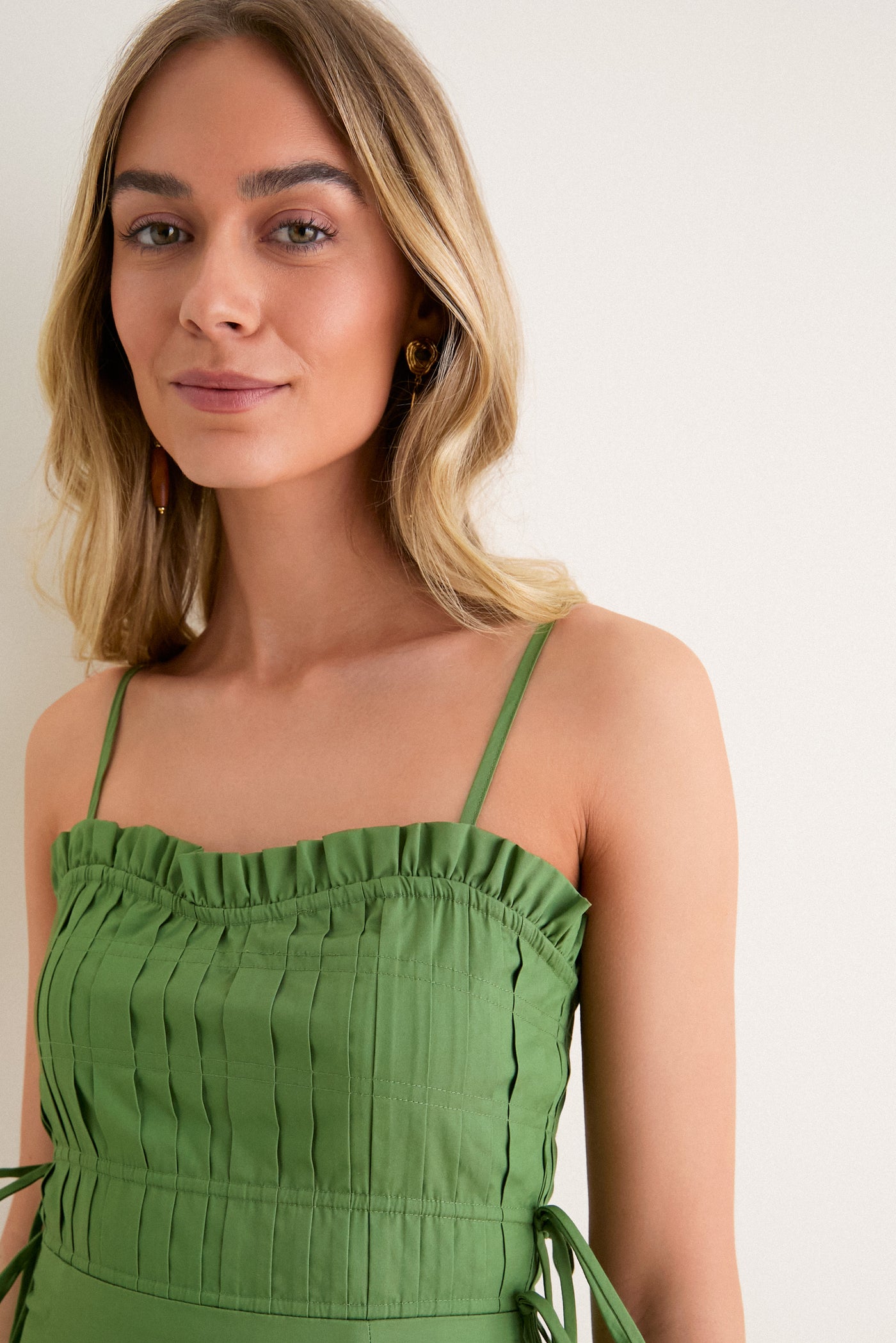 tie midi dress Moon River Pleated Midi Dress | Green | Size S