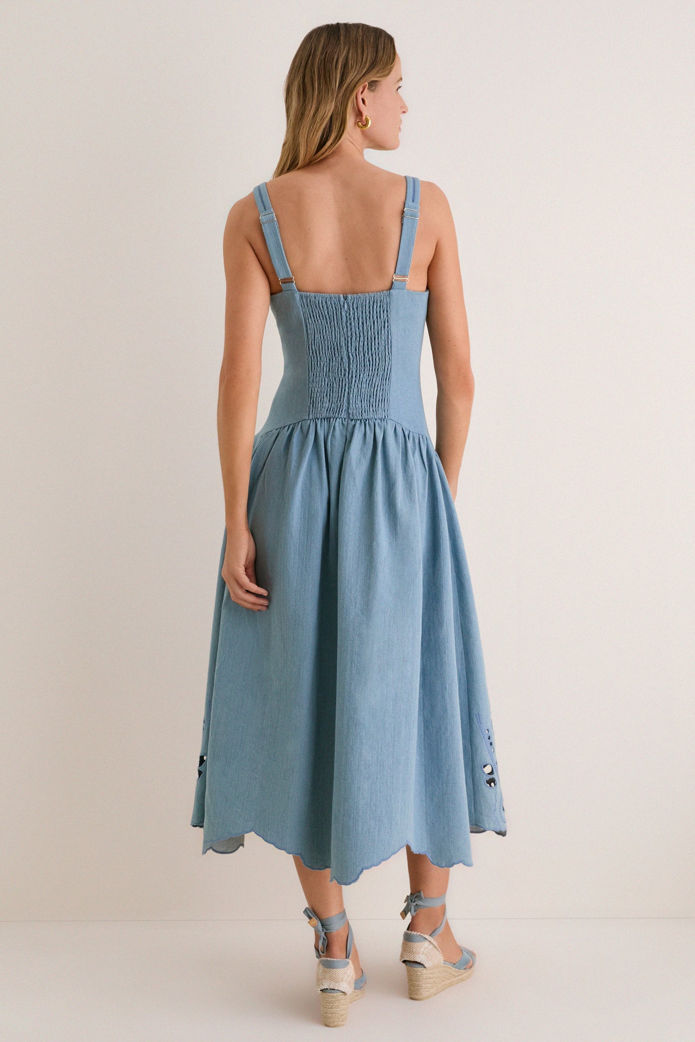multi wrap bridesmaid dress Blue Midi Chiffon Bridesmaid Dress with Keyhole Back main image 1