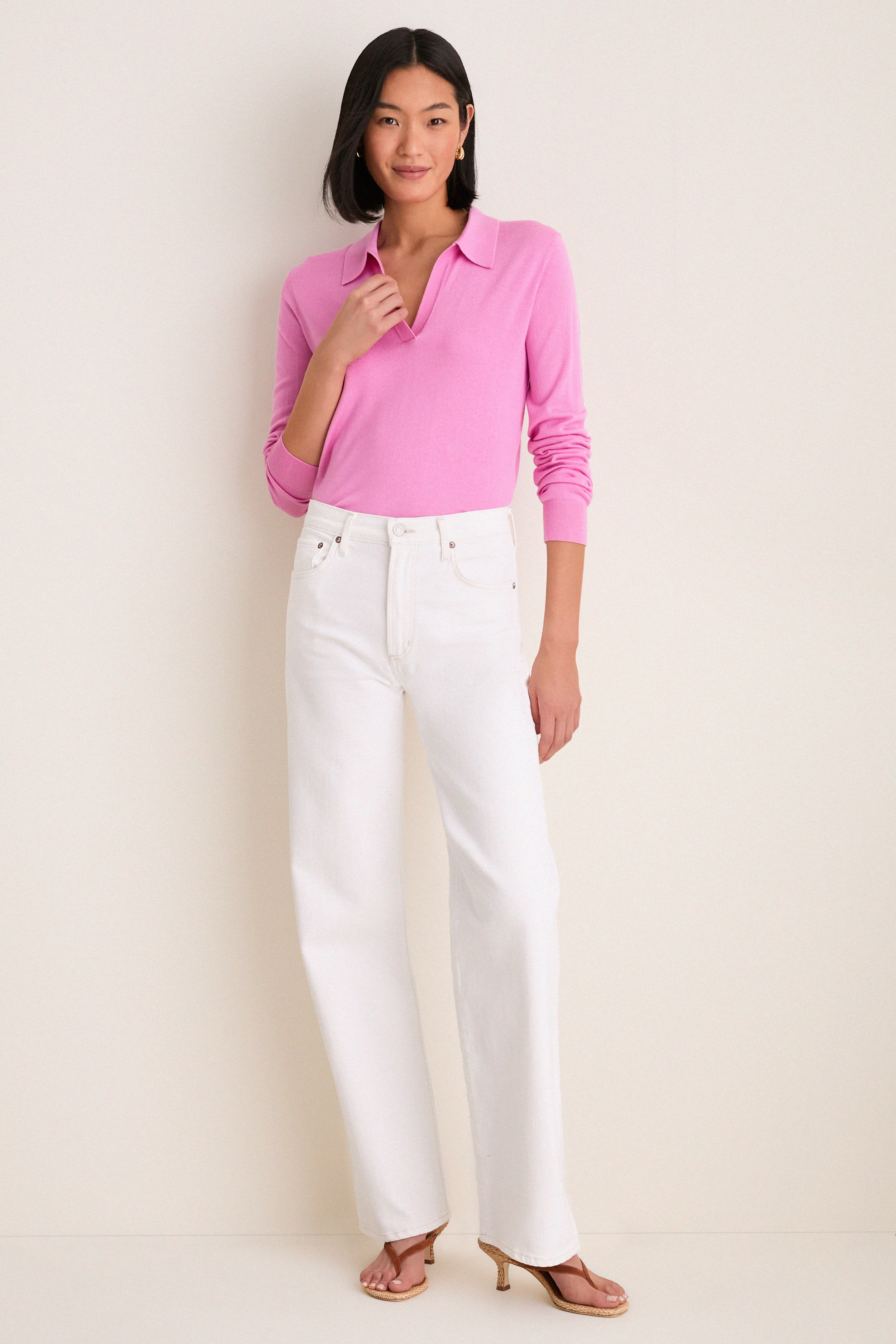 Carnation Pink Cashmere Silk Theo Polo