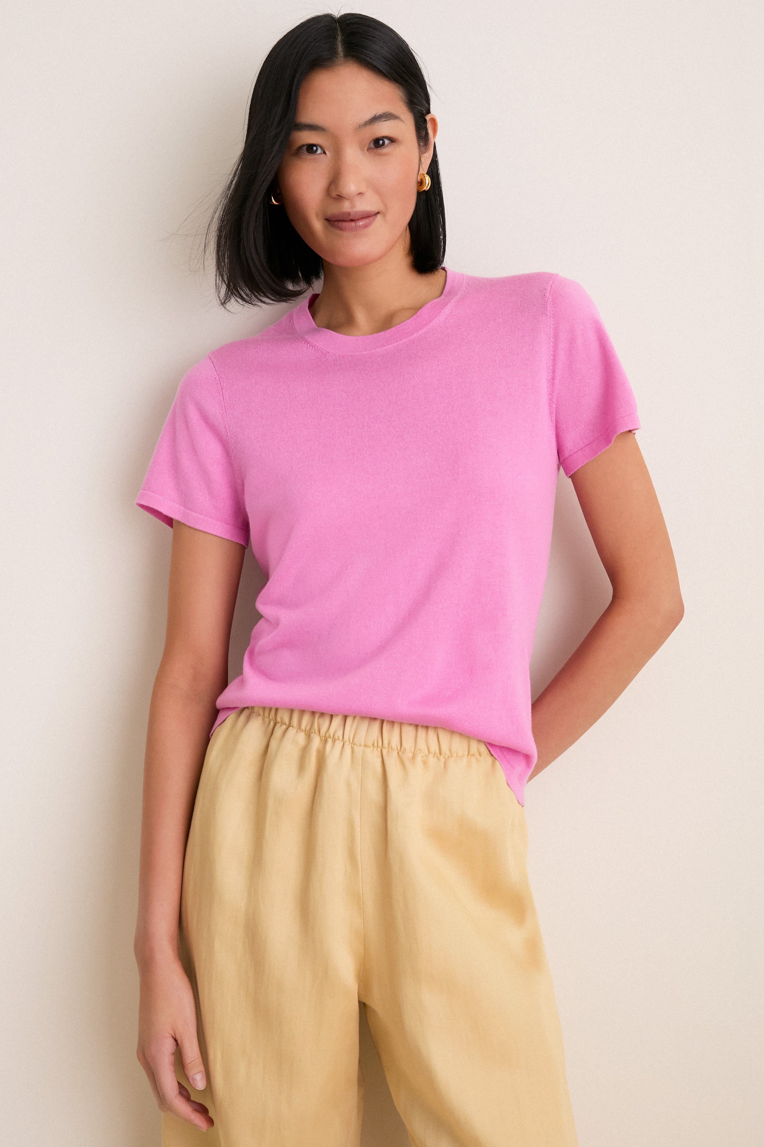 Carnation Pink Cashmere Silk Katie Tee | Tuckernuck