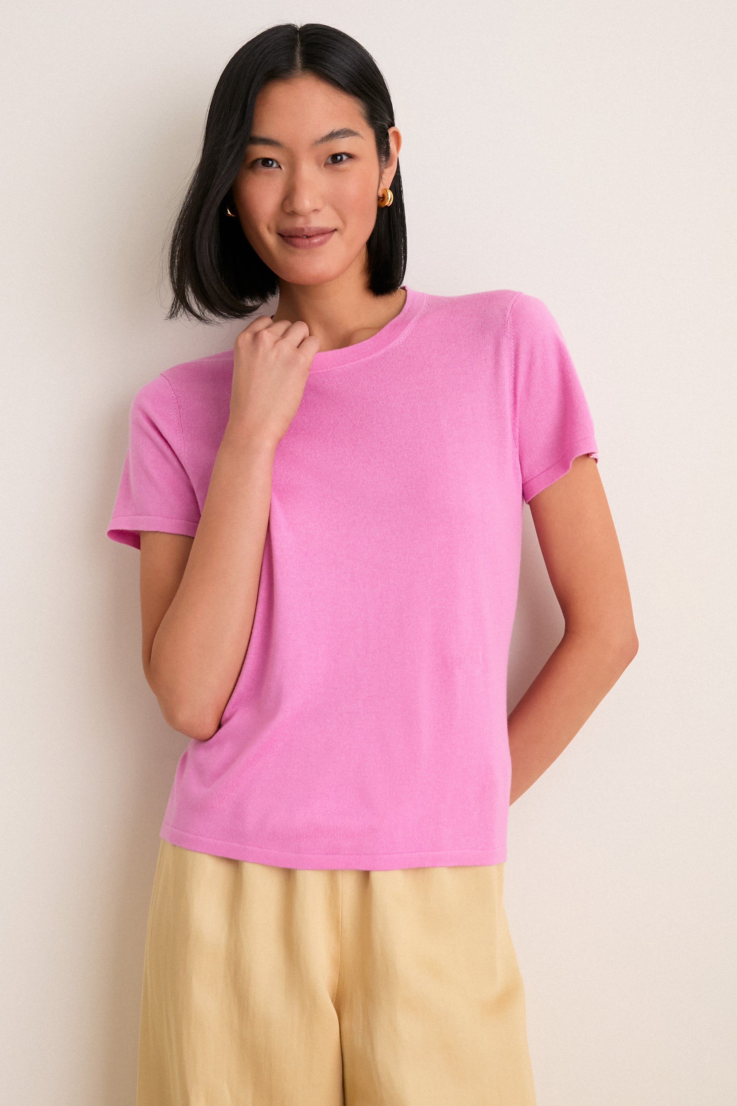 Carnation Pink Cashmere Silk Katie Tee | Tuckernuck