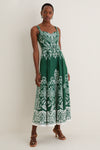 Miranda Dark Green Belt Buckles Maxi Dress