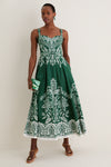 Miranda Dark Green Belt Buckles Maxi Dress