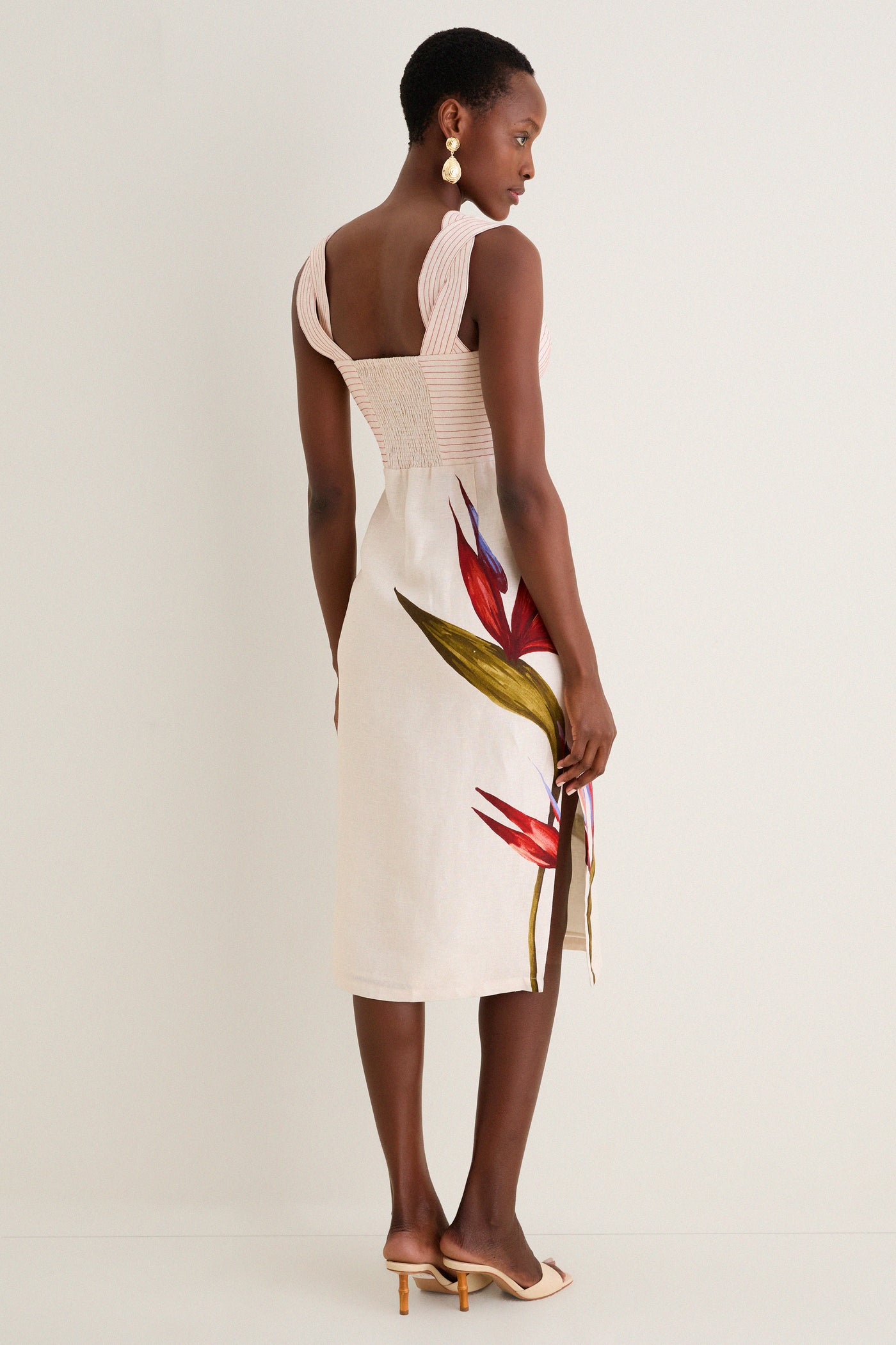 Farm Rio Strelitzia Sand Midi Dress XS