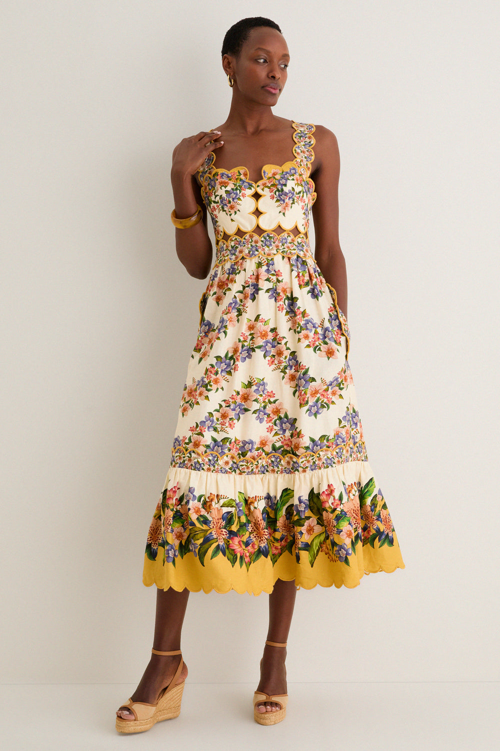 Hilo Stripes Sand Midi Dress | Farm Rio Hilo Stripes Sand Midi Dress | Farm Rio