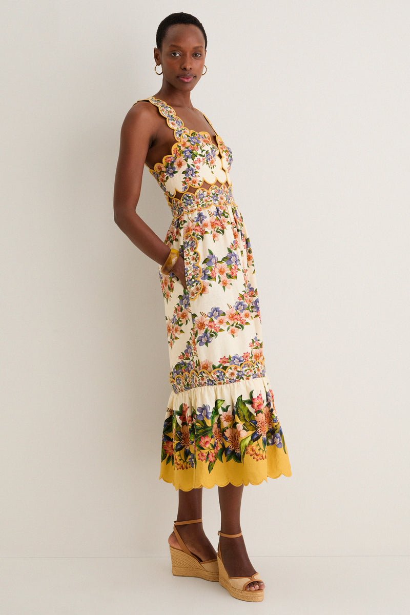 Hilo Stripes Sand Midi Dress