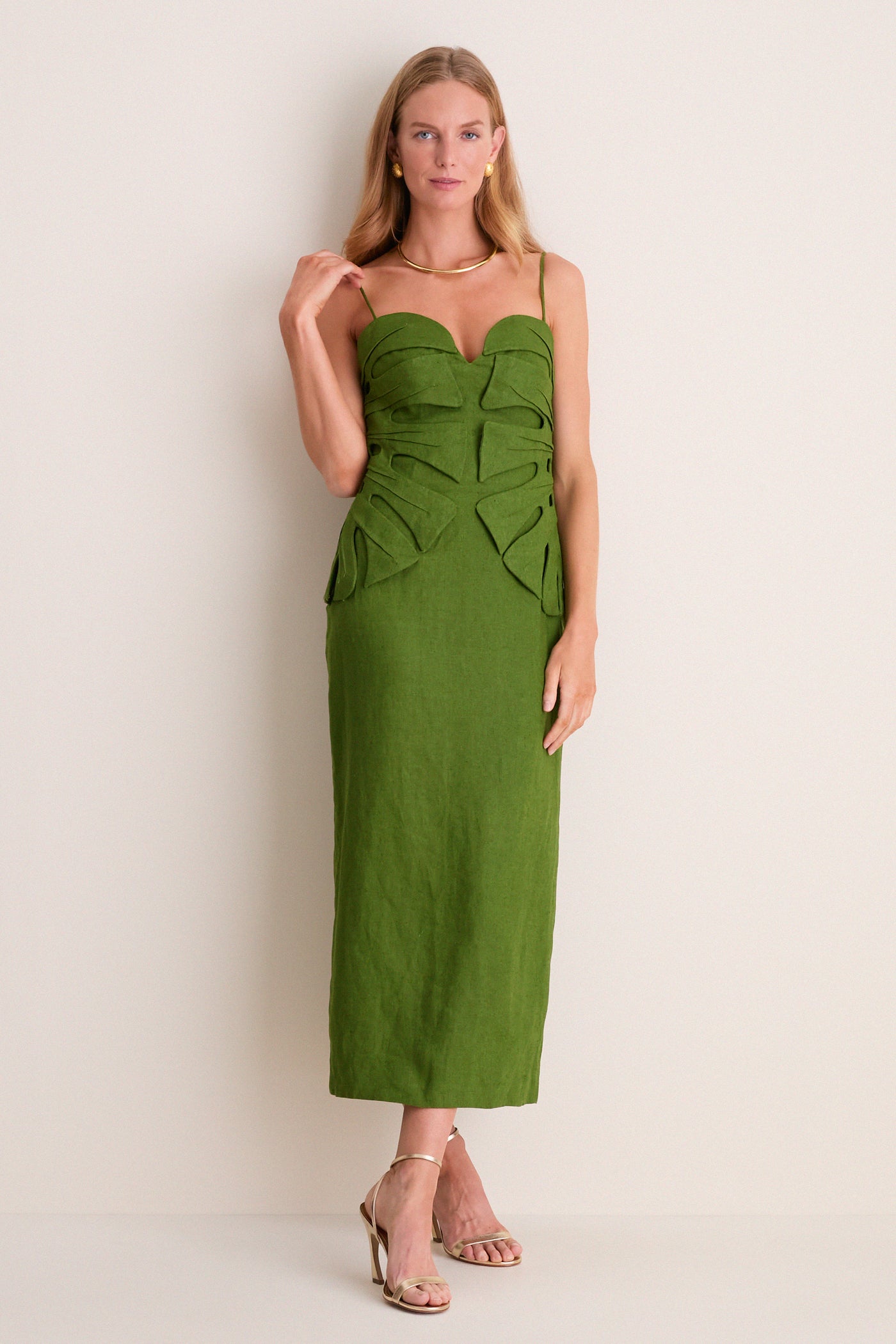 FARM Rio Green Monstera Leaf Sleeveless Maxi Dress XS / Green