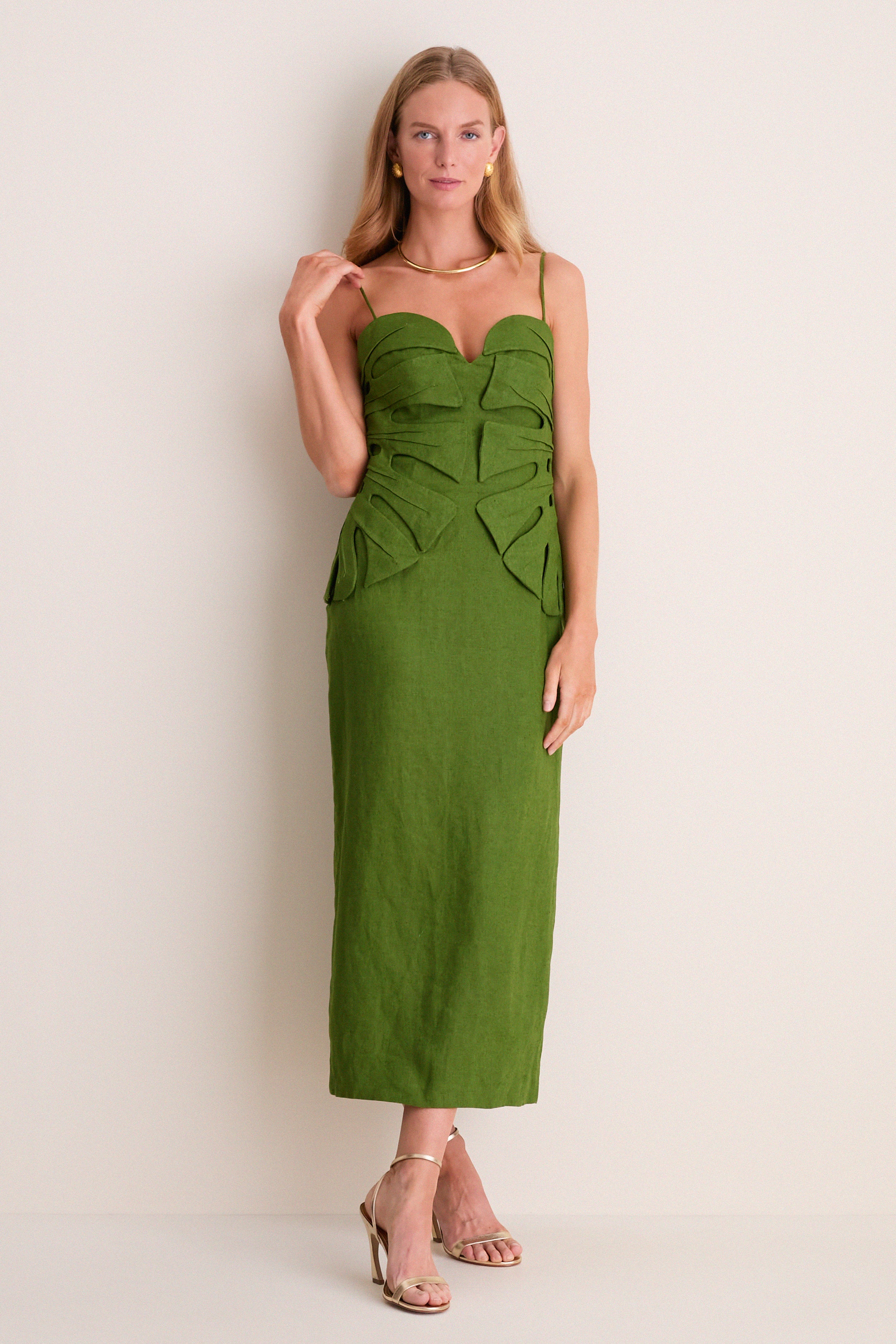 Green Monstera Leaf Maxi Dress Green Monstera Leaf Maxi Dress