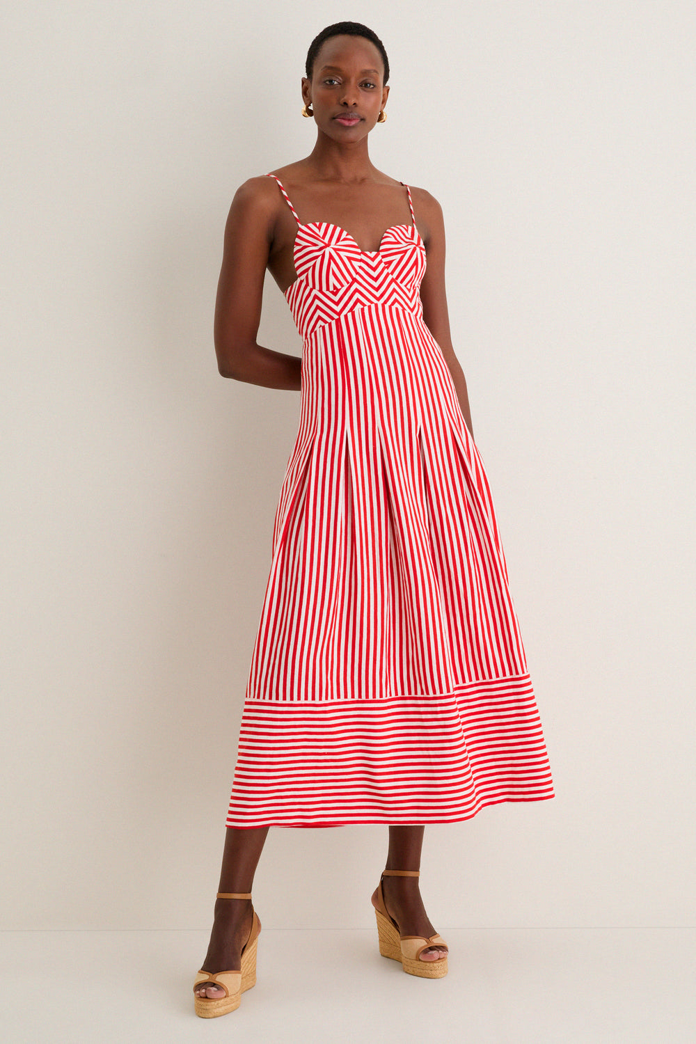Red Checkered Stripes Maxi Dress