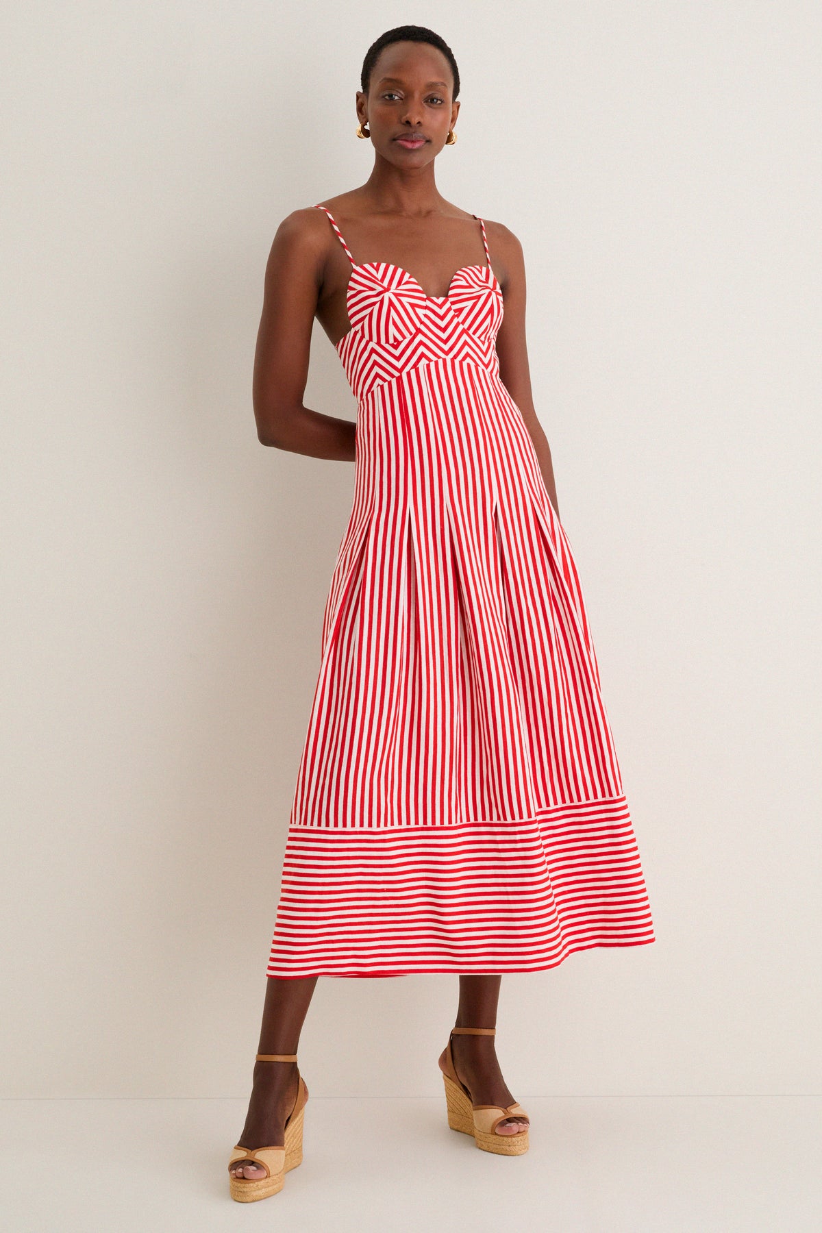 Red Checkered Stripes Maxi Dress
