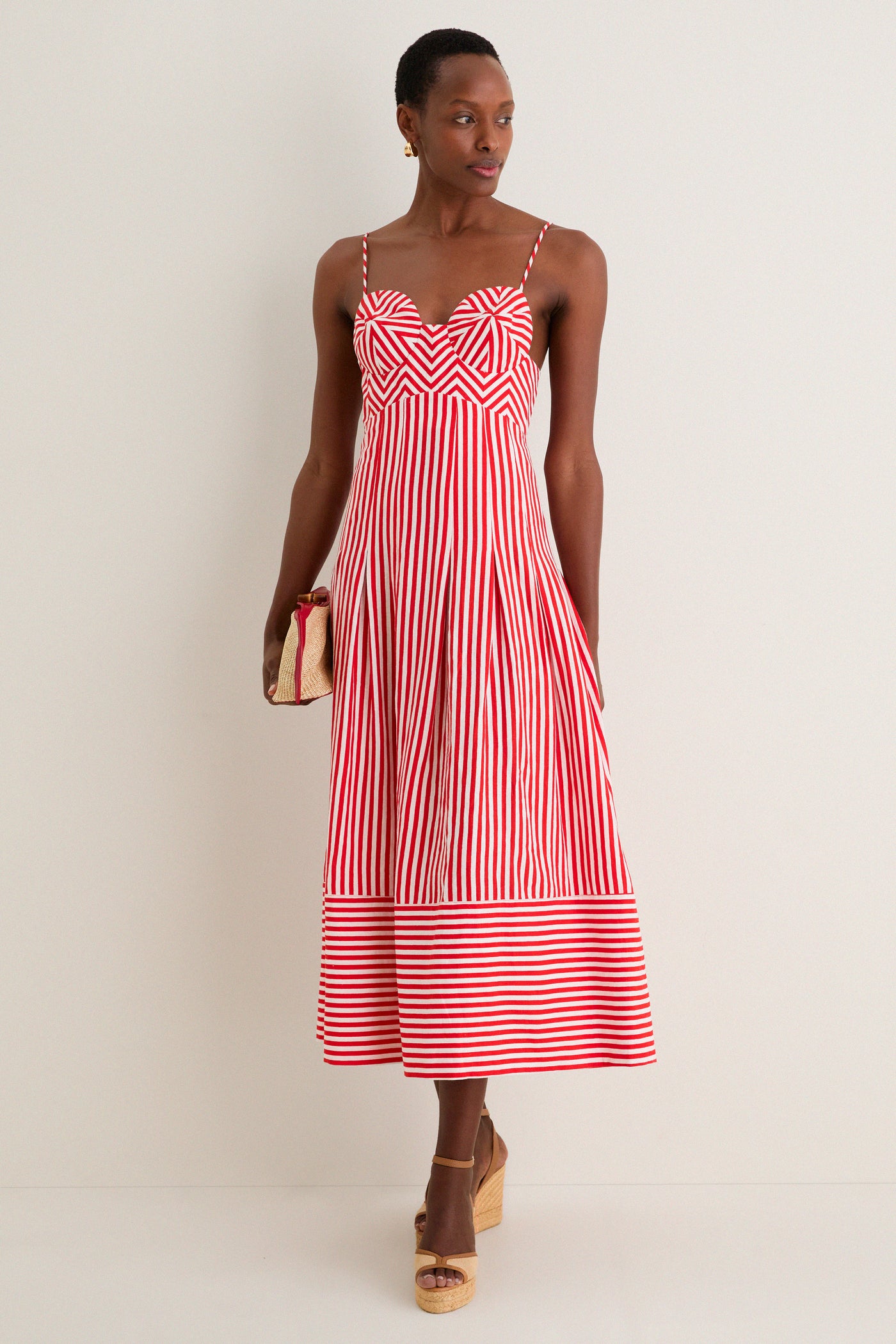 Red Checkered Stripes Maxi Dress
