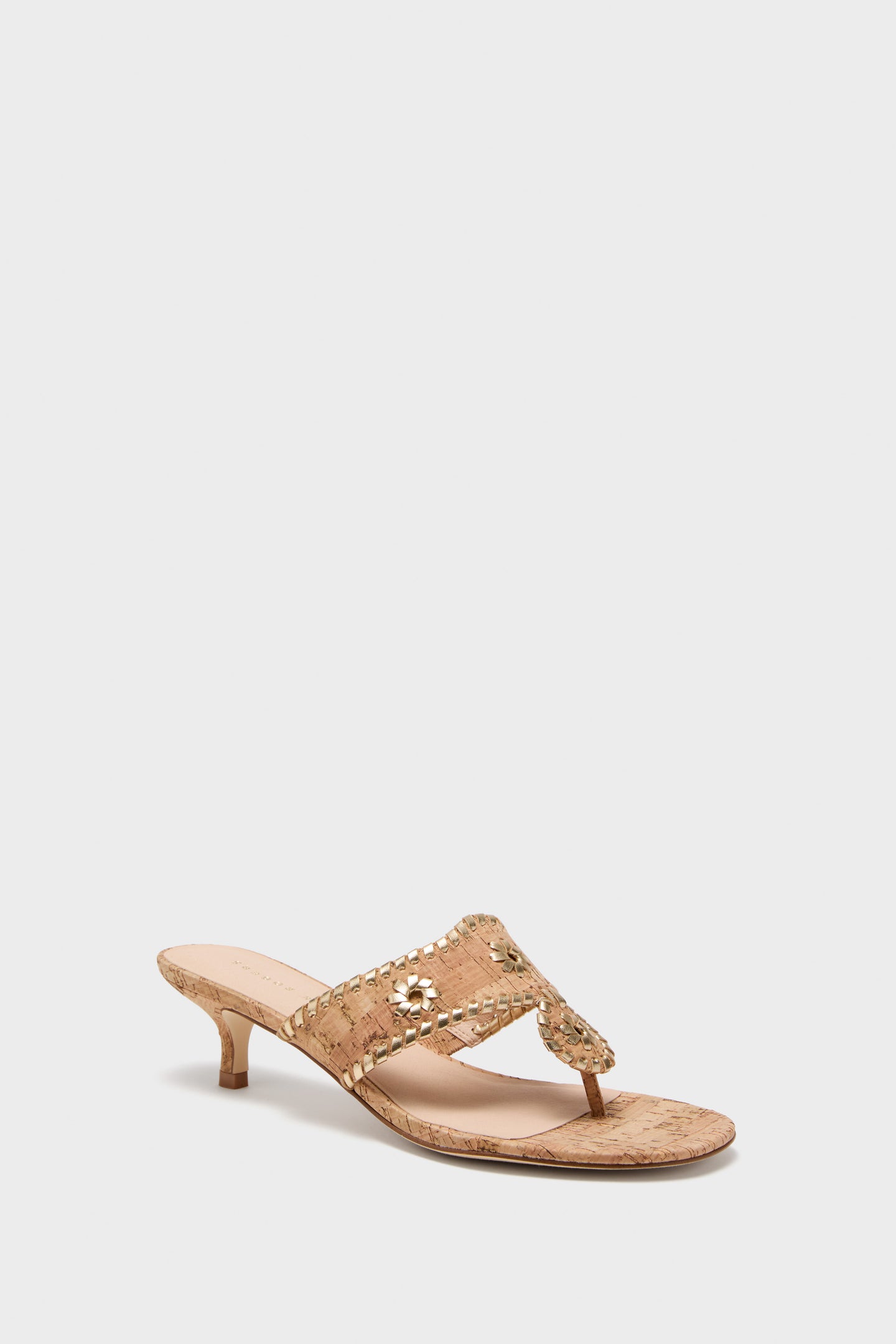 Cork and Gold Jacks Kitten Heels
