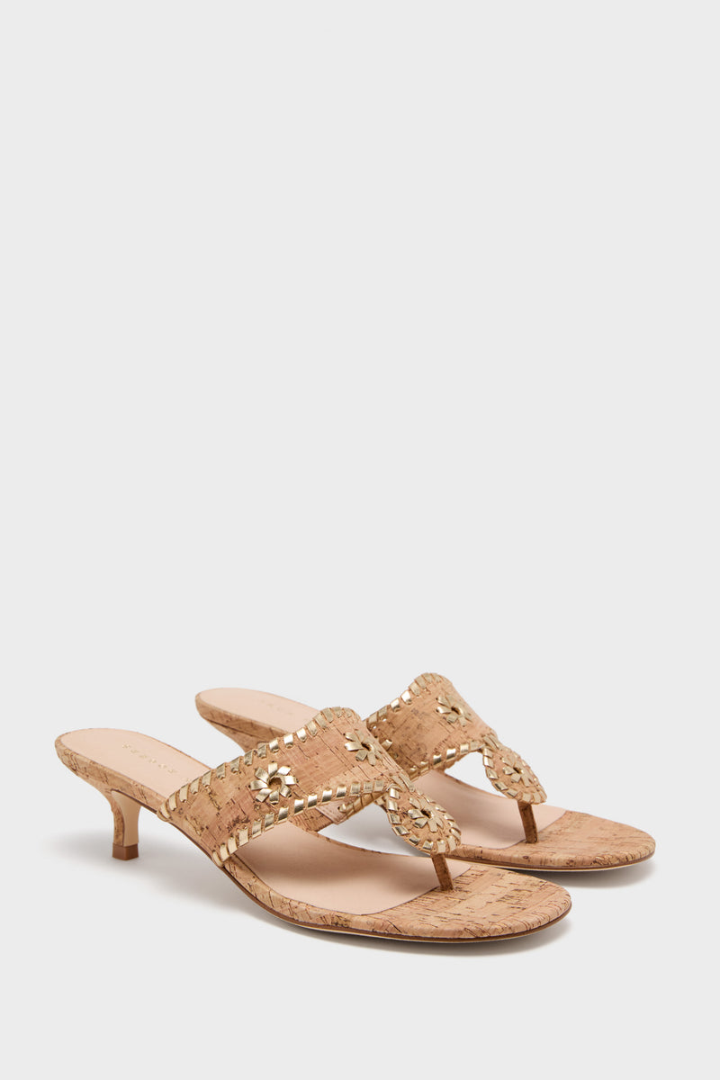 Cork and Gold Jacks Kitten Heels