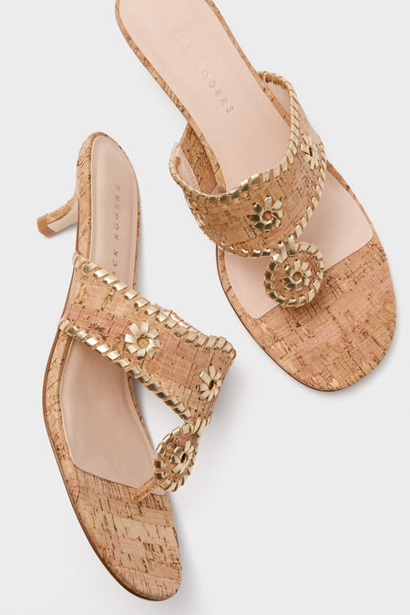 Cork and Gold Jacks Kitten Heels