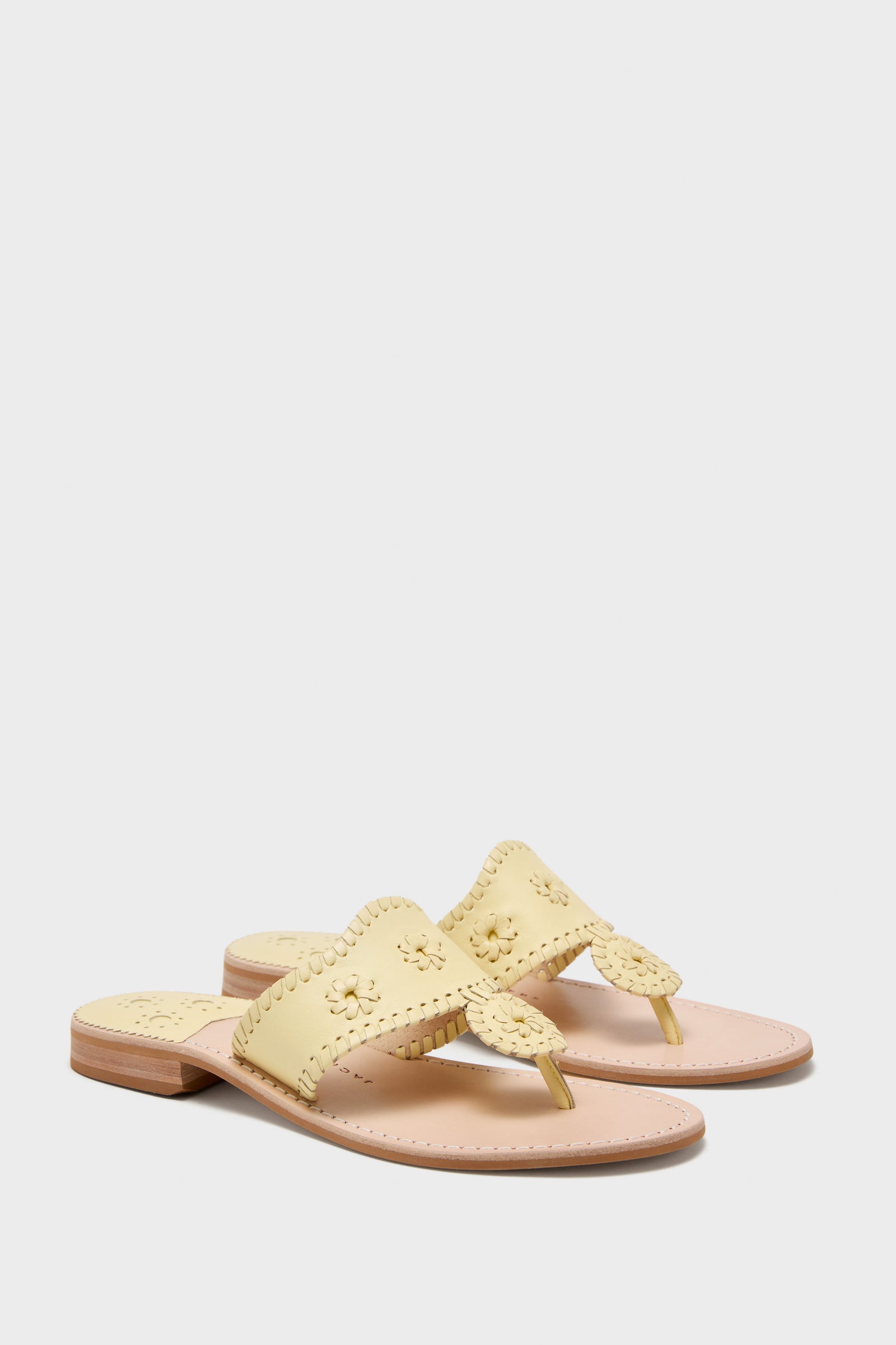 Pastel Yellow Jacks Flat Nappa Sandals
