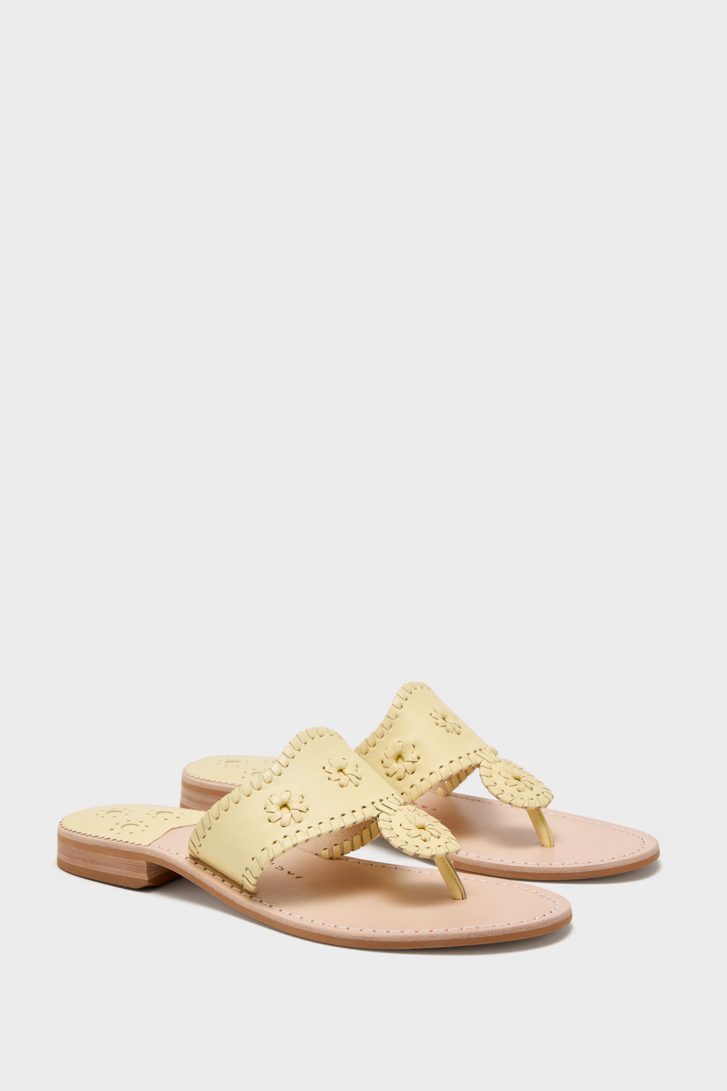 Pastel Yellow Jacks Flat Nappa Sandals