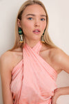 Peach Cayetana Silk Jacquard Blouse