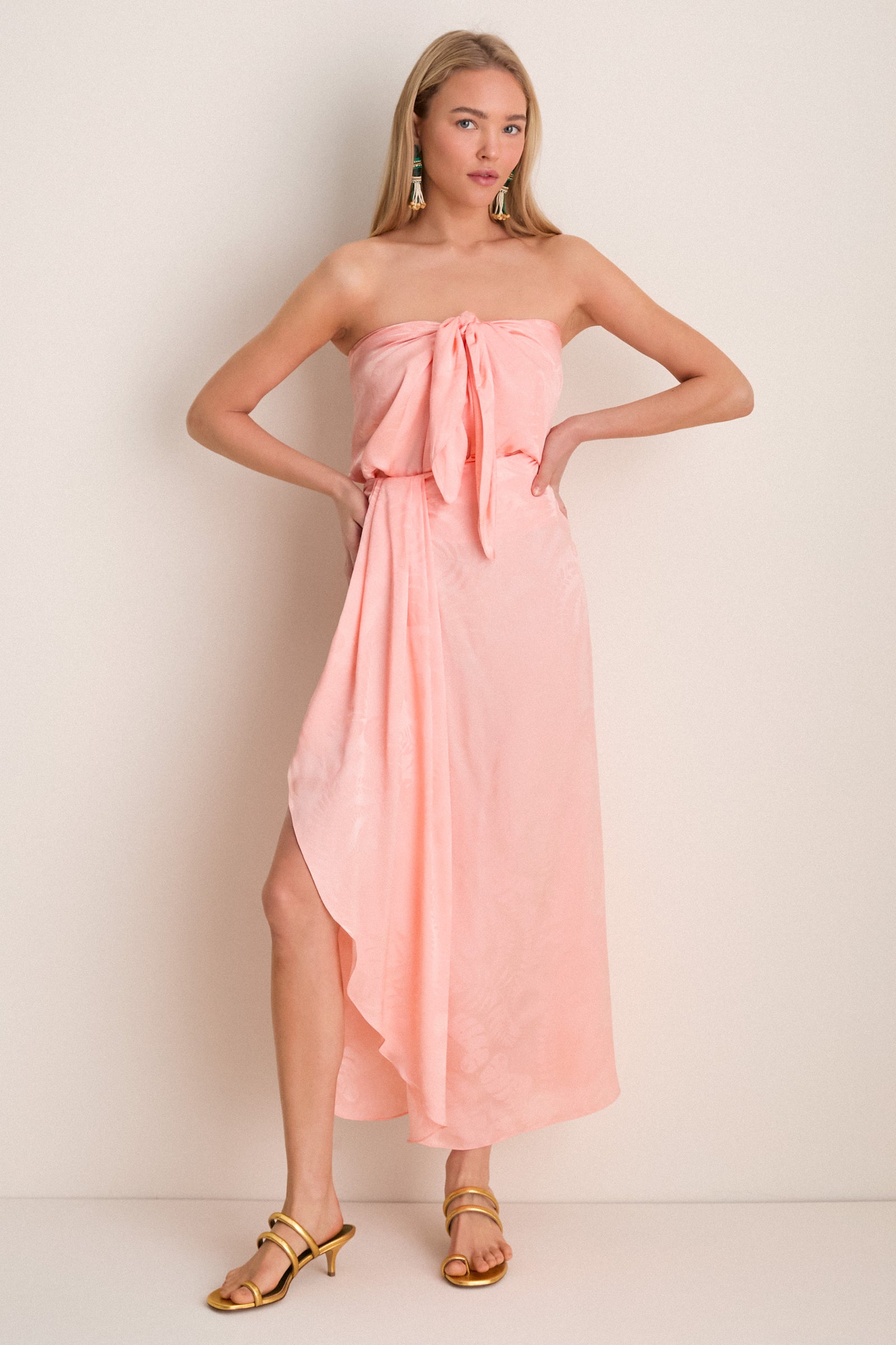 Peach Cayetana Silk Jacquard Blouse
